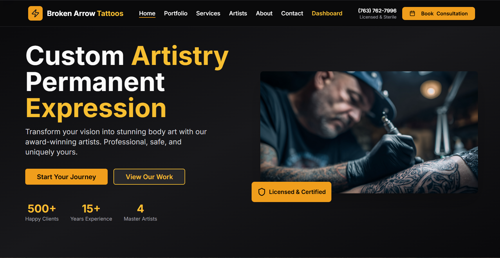 Tattoo Parlor Website Preview